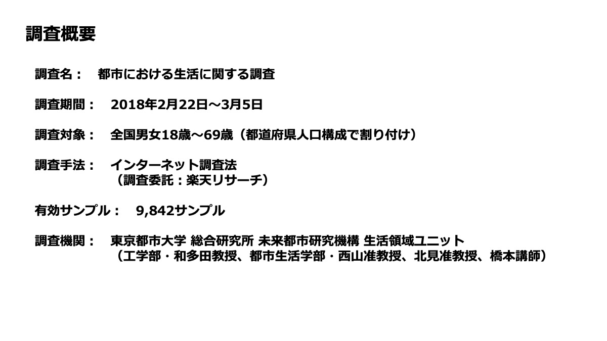 都市における生活に関する調査