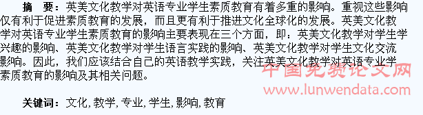 英美文化教学对英语专业学生素质教育的影响
