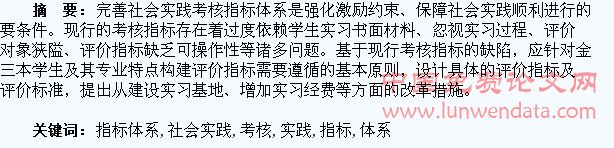 金融专业三本学生社会实践考核指标体系构建