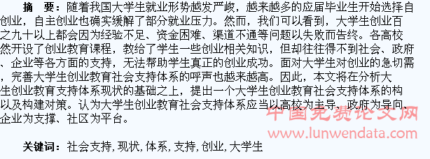 大学生创业教育社会支持体系的现状及反思