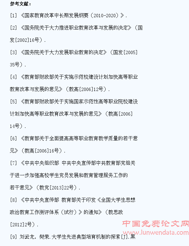 高职院校学生先进典型培育现状调研