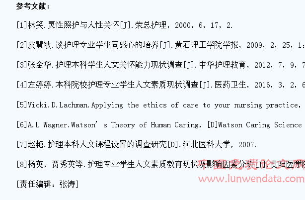 台湾护理专业本科学生人文关怀能力现状研究