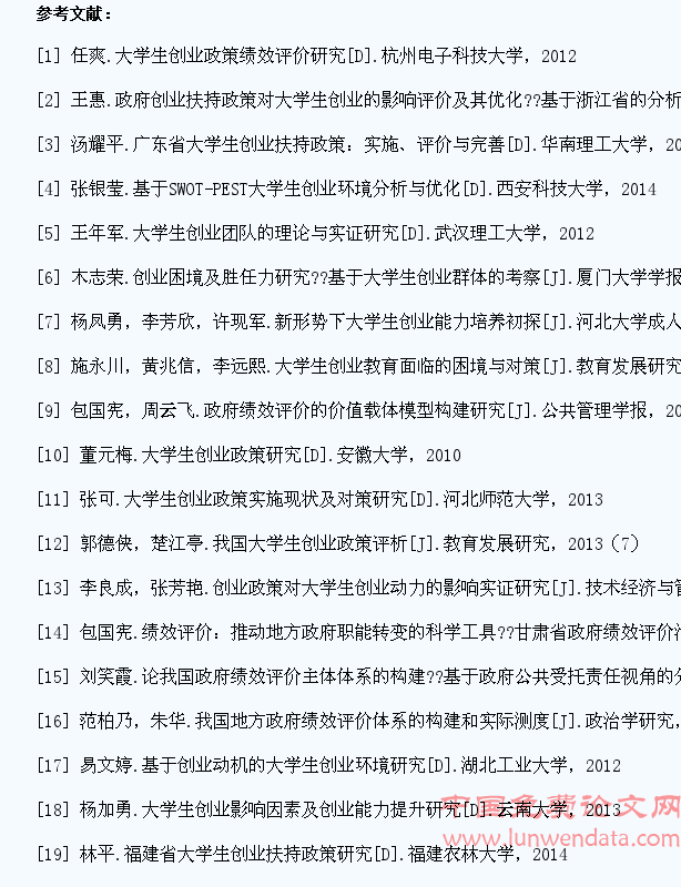 政府扶持大学生创业政策绩效评价