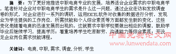企业对中职电商学生需求调查与分析