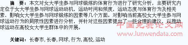 长春市高校女大学生网球运动行为研究